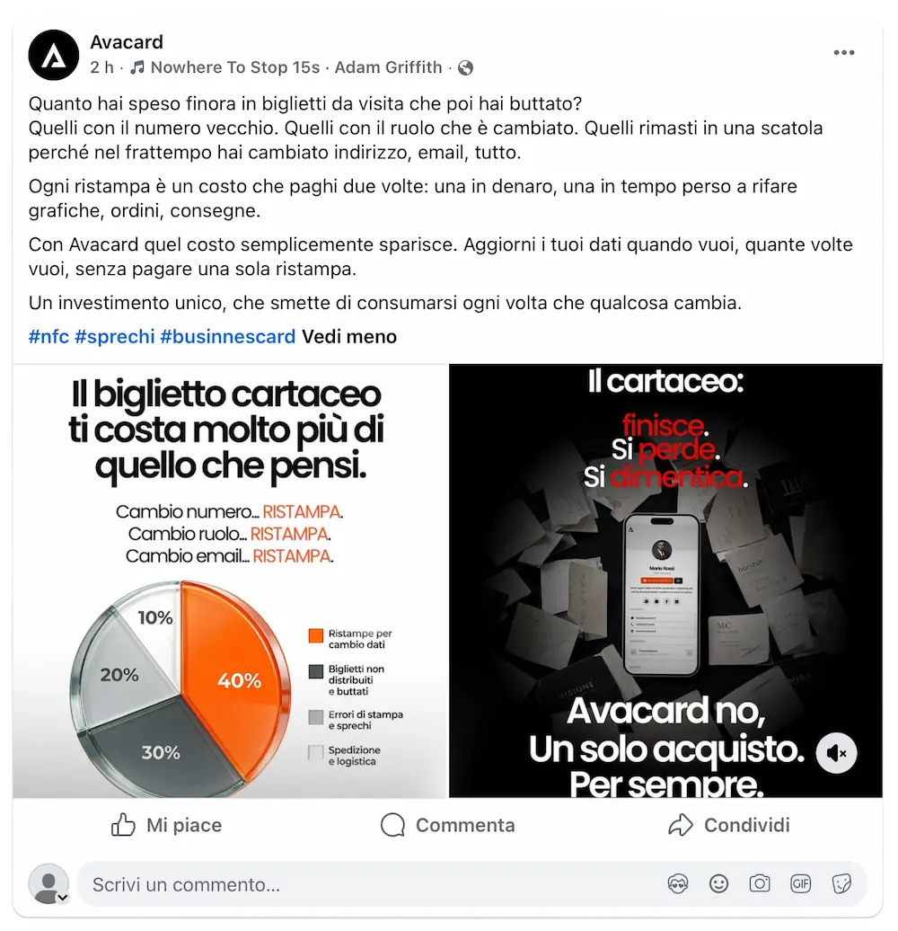 Gestione Facebook Avacard
