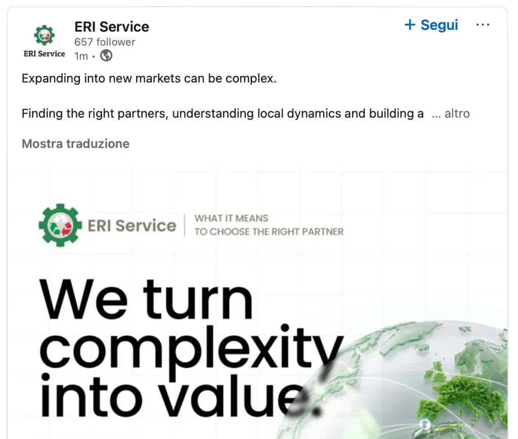 gestione LinkedIn aziendale ERI Service